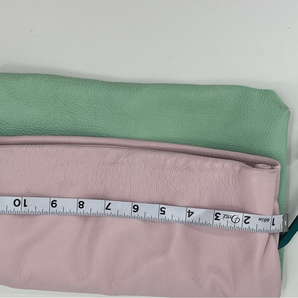 J Crew Leather Crossbody / Clutch with Pink & Green Color block and Fold Over - Picture 4 of 11